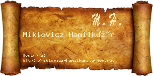 Miklovicz Hamilkár névjegykártya